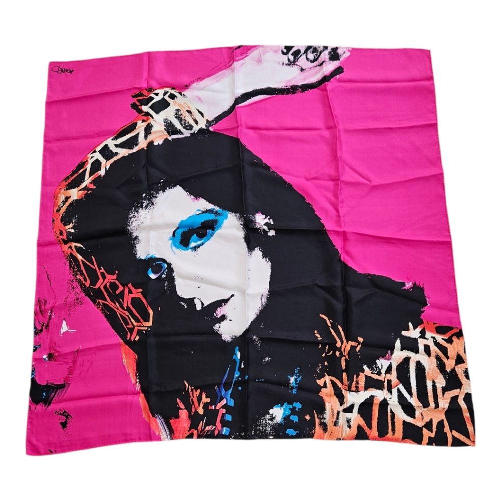 Diane Von Furstenberg Warhol Silk Scarf Magenta 34 Inches Excellent